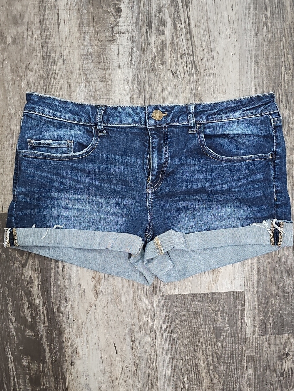 SO Womens Blue Denim Mid Rise Shortie Shorts
